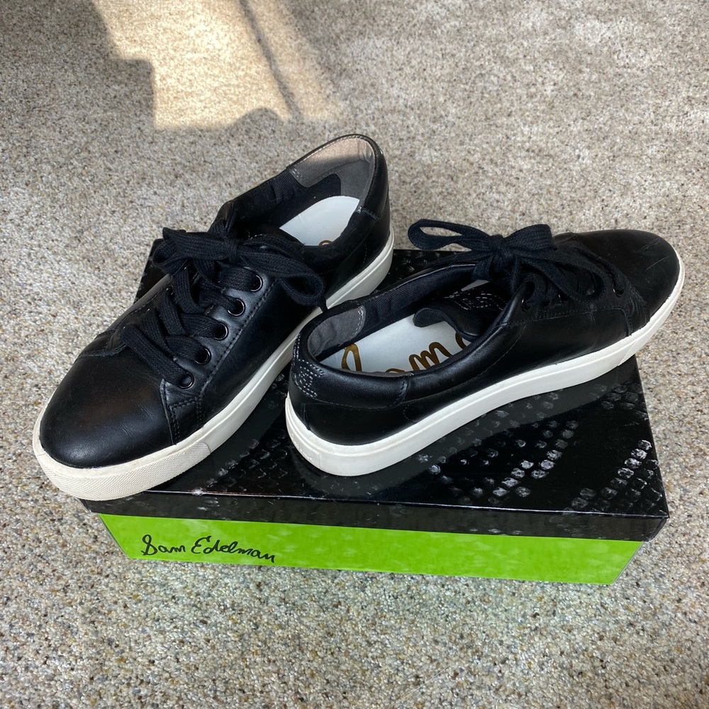 Sam Edelman Black Leather Sneakers Size 6